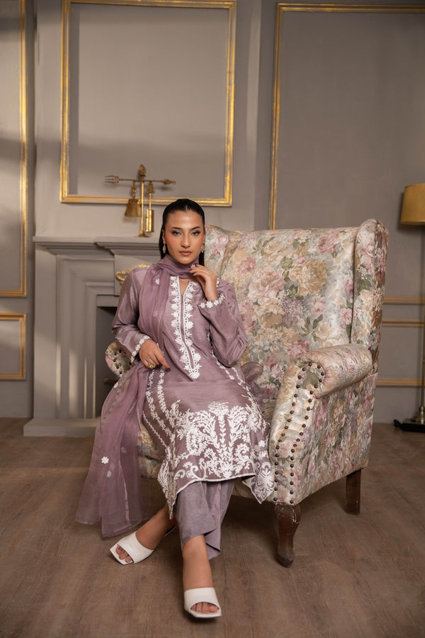 Whispering Lilac - Aree Embroidered Luxe Set - Muze London