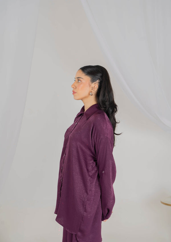 Plum Luxe Velvet Silk Coord Set - Muze London