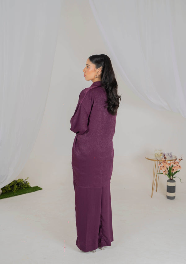 Plum Luxe Velvet Silk Coord Set - Muze London