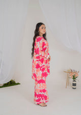 Vibe Check Lawn Silk Two-Piece Set (Pink) - Muze London