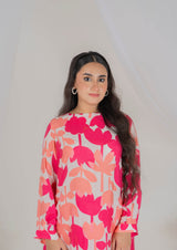Vibe Check Lawn Silk Two-Piece Set (Pink) - Muze London