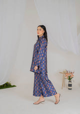 Navy Floral Silk Coord Set - Muze London
