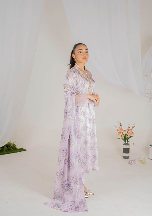 Lilac 3-Piece Luxury Silk Suit with Sequin Detailing - Muze London