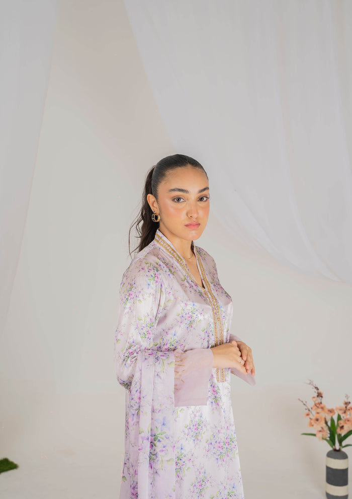 Lilac 3-Piece Luxury Silk Suit with Sequin Detailing - Muze London