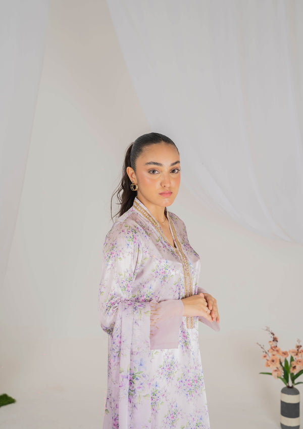 Lilac 3-Piece Luxury Silk Suit with Sequin Detailing - Muze London