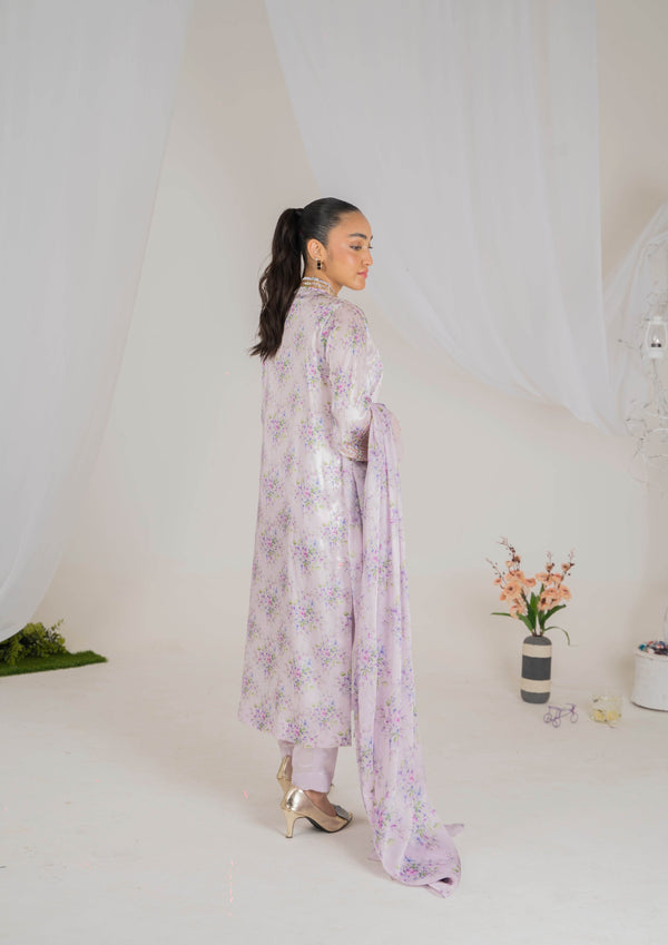 Lilac 3-Piece Luxury Silk Suit with Sequin Detailing - Muze London