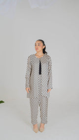 Stripes Vibes: Modern Black & White Open Shrug Set - Muze London