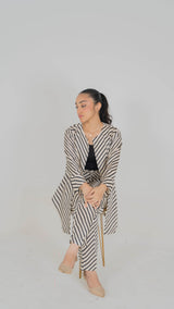 Stripes Vibes: Modern Black & White Open Shrug Set - Muze London