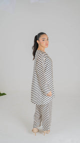 Stripes Vibes: Modern Black & White Open Shrug Set - Muze London