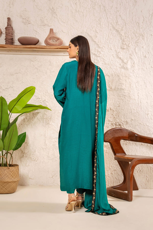 Emerald Luxe – 3Piece Silk Luxury Pret - Muze London