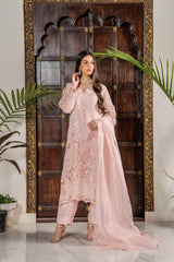 Celestial Blush – Embroidered Organza & Silk Luxury Ensemble - Muze London