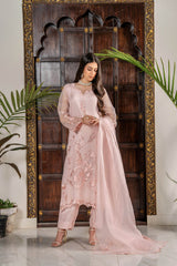 Celestial Blush – Embroidered Organza & Silk Luxury Ensemble - Muze London
