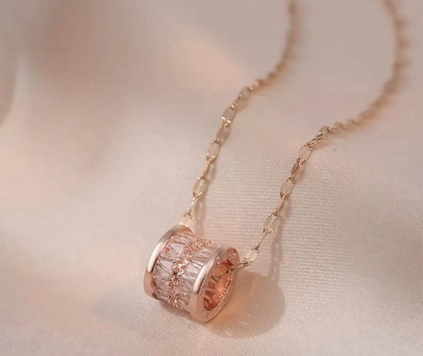 Elegant Titanium SS Necklace Rose Gold - Muze London