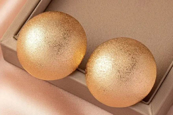 Retro SS Golden Matte Texture Round Earrings - Muze London