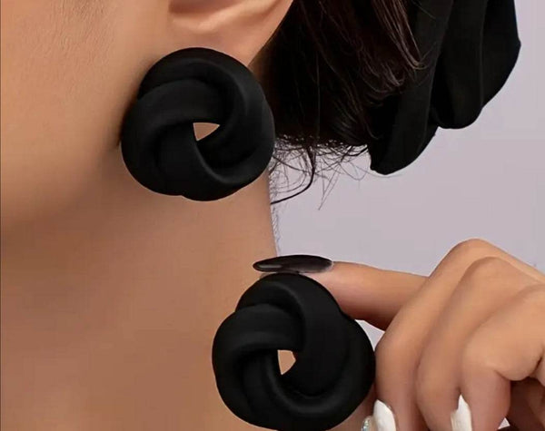 Rose Black CI Twist Earrings - Muze London
