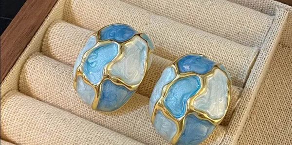Turtle Enamel PC Stud Earrings - Muze London