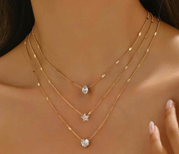 Elegant Multilayered SS Golden Necklace - Muze London