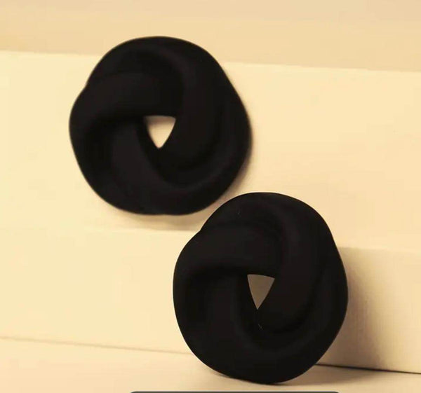 Rose Black CI Twist Earrings - Muze London