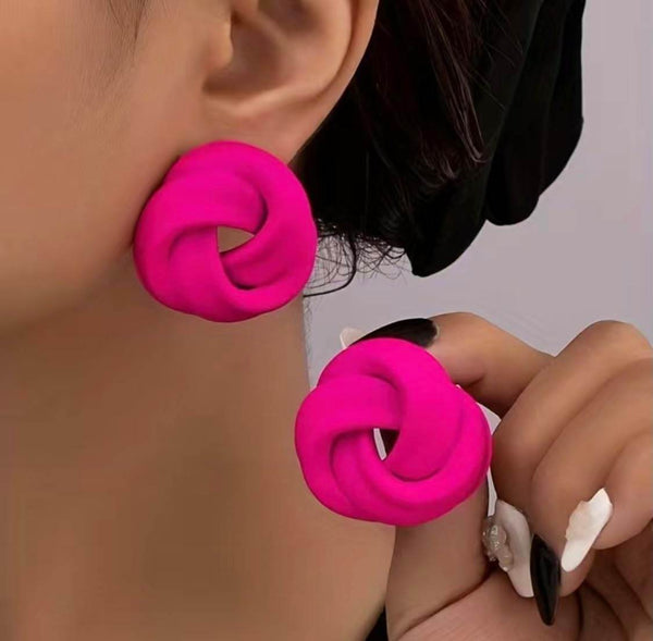 Rose Red CI Twist Earrings - Muze London