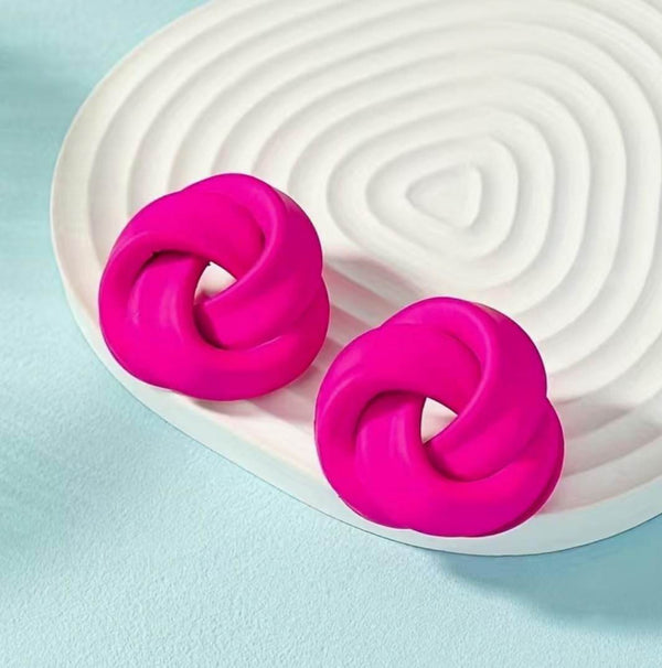 Rose Red CI Twist Earrings - Muze London