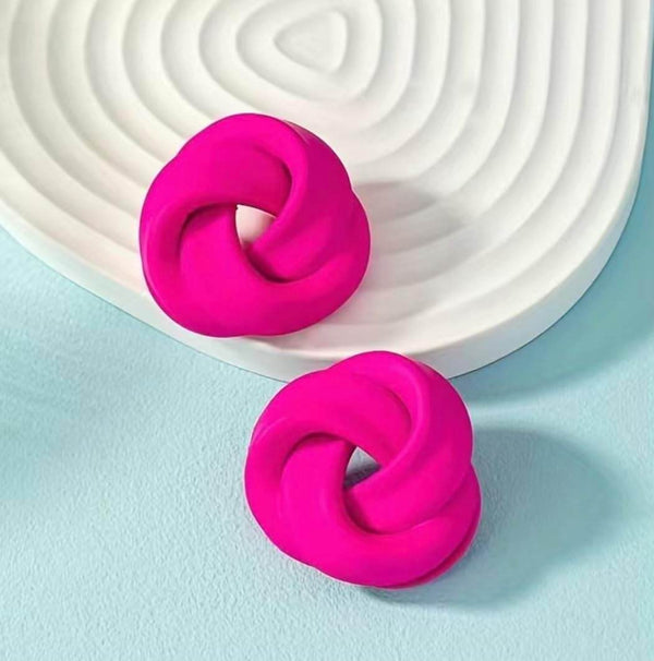 Rose Red CI Twist Earrings - Muze London